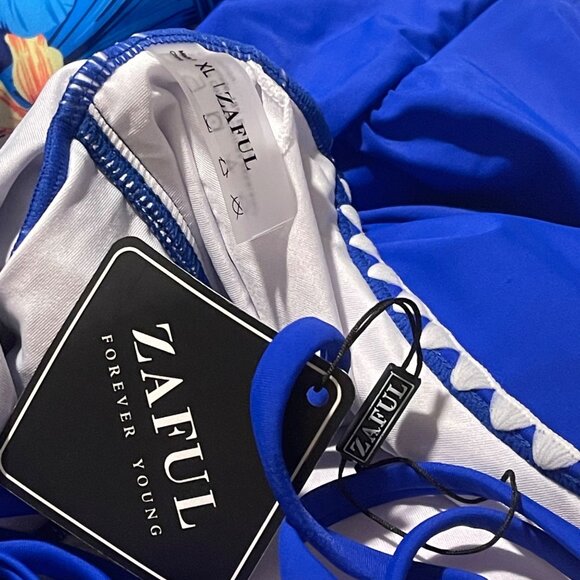 Zaful Womens 2 Piece Tankini Set Size XL Floral Bikini Bottoms crisscross straps - Picture 7 of 9